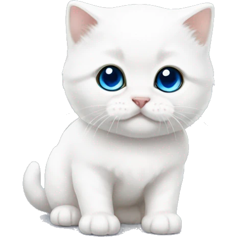Please make a emoji of a white Scottish fold kitten with blue eyes that looks shy emoji