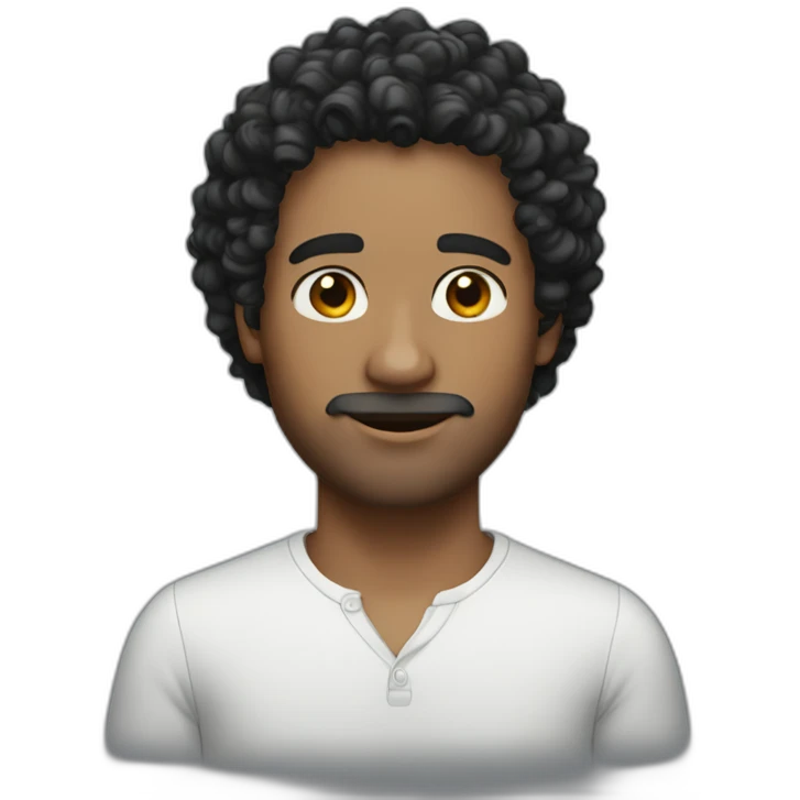 man-black-curly-hair-middle-parting emoji