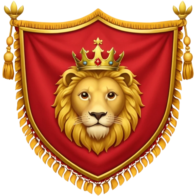 Lion Banner — red cloth + gold crest emoji