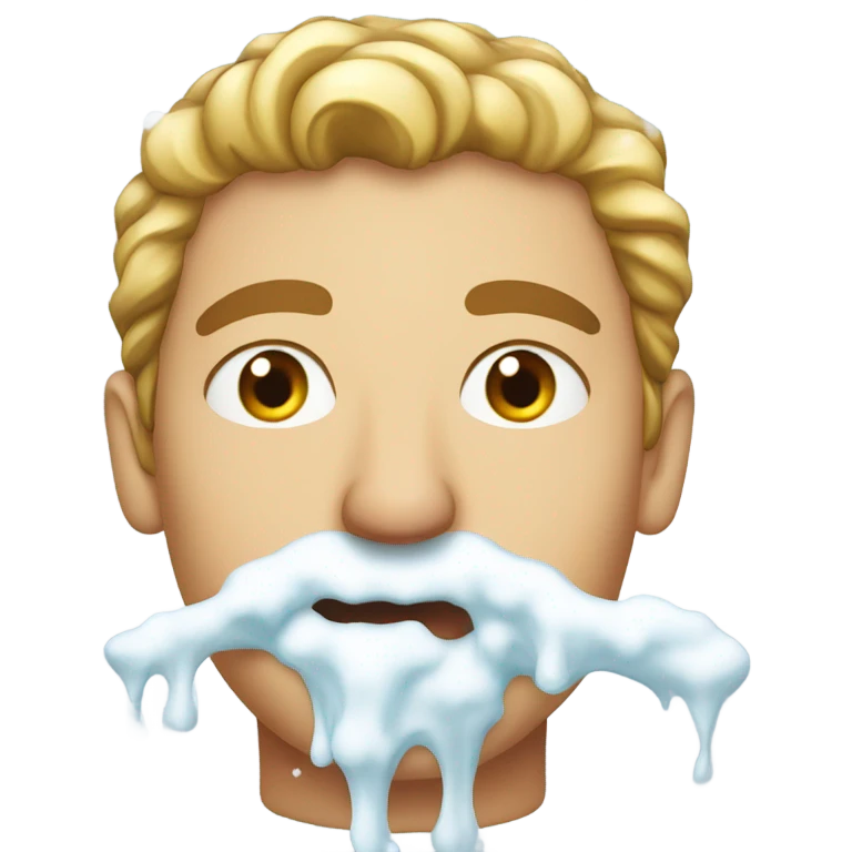 Mans mouth overflowing with snow emoji