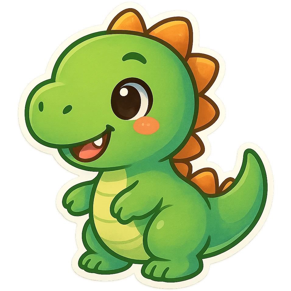 funny dinosaur, cartoon style, bright colors emoji