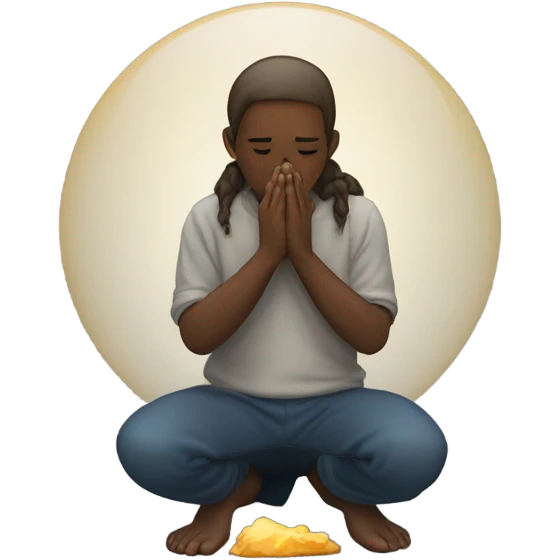 Person praying for an asteroid emoji