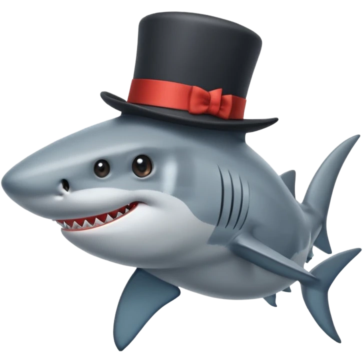 Shark with a top hat emoji