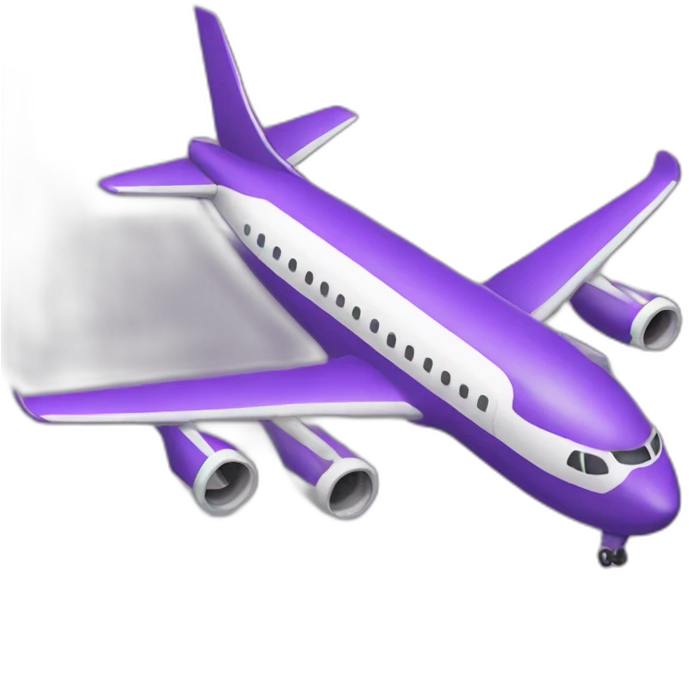purple airplane with a big "D" emoji