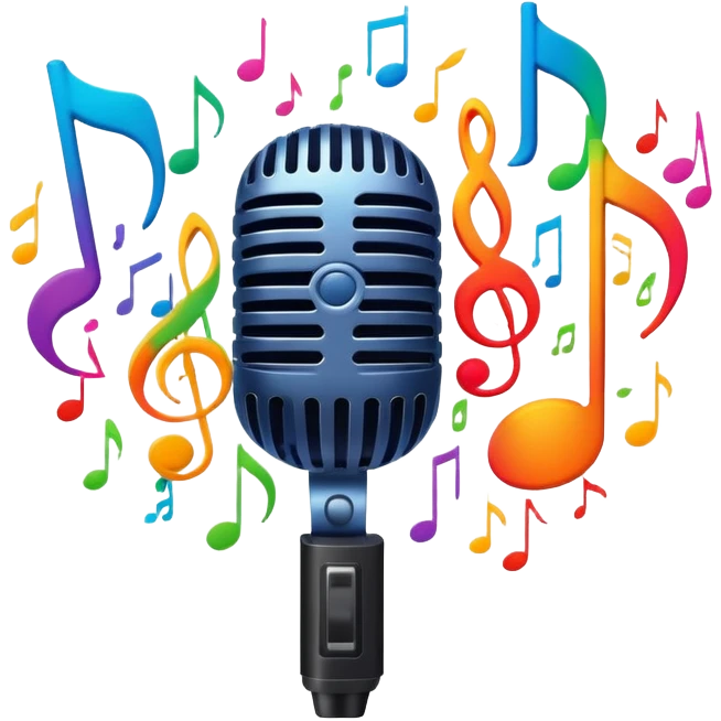 concert with microphone and music notes emoji
