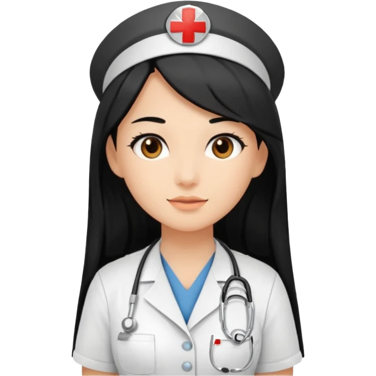 nurse assistence with long black hair emoji