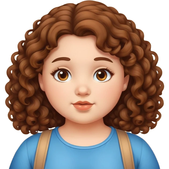 A girl with a curly brown hair and chubby cute cheeks  emoji