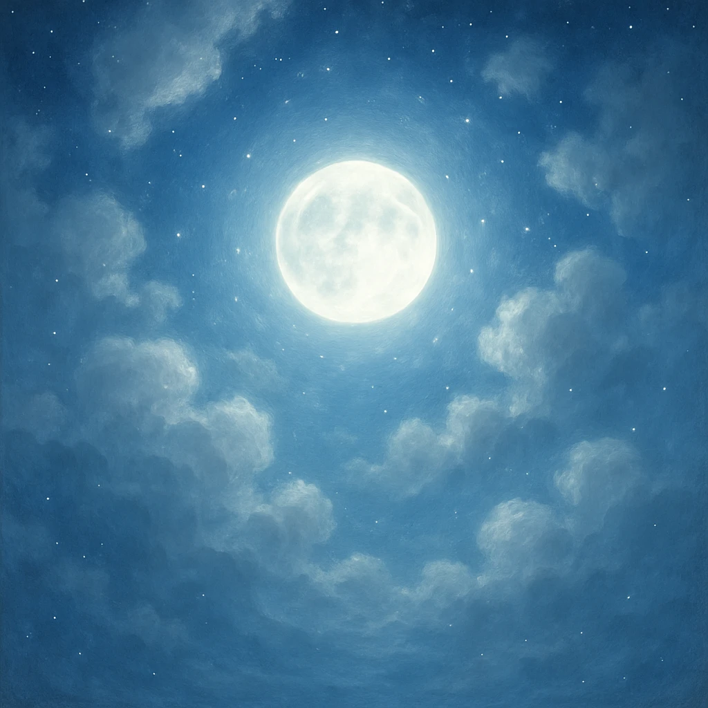 moonlight, dreamy, glowing, night sky, soft blue and silver hues emoji