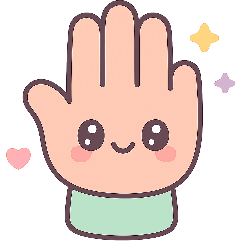 a hand, kawaii style emoji