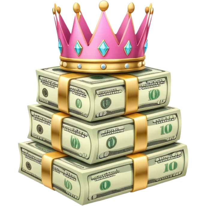 Money stack with pink crown emoji