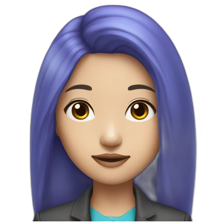 Blue purple long hair jacket asian girl emoji