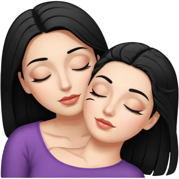 mulher branca cabelo preto aplicando cilios em outra mulher que esta deitada de olhos fechados emoji