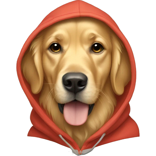 Golden retriever wearing a hoodie emoji