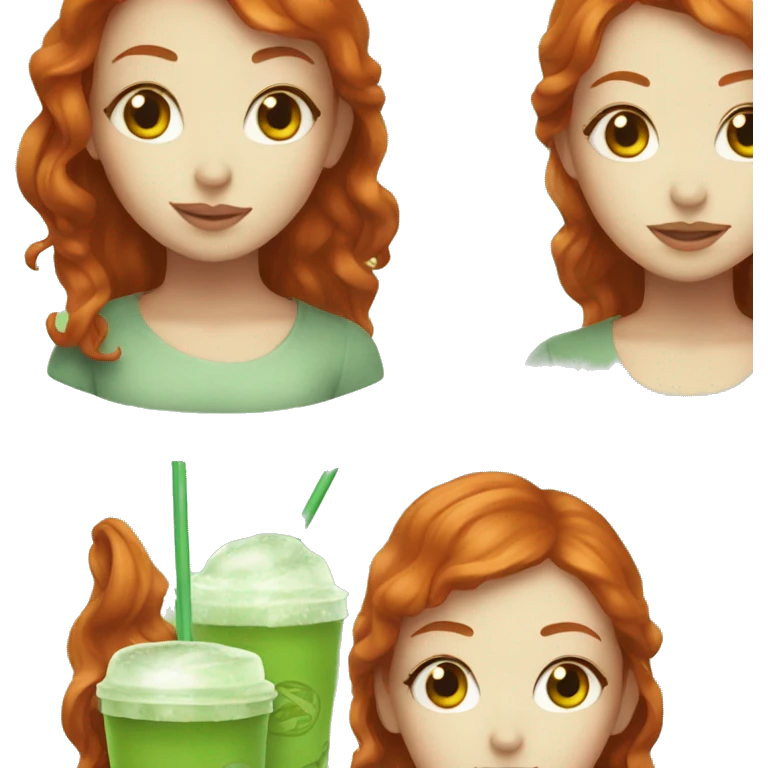 Redhead girl with iced matcha emoji