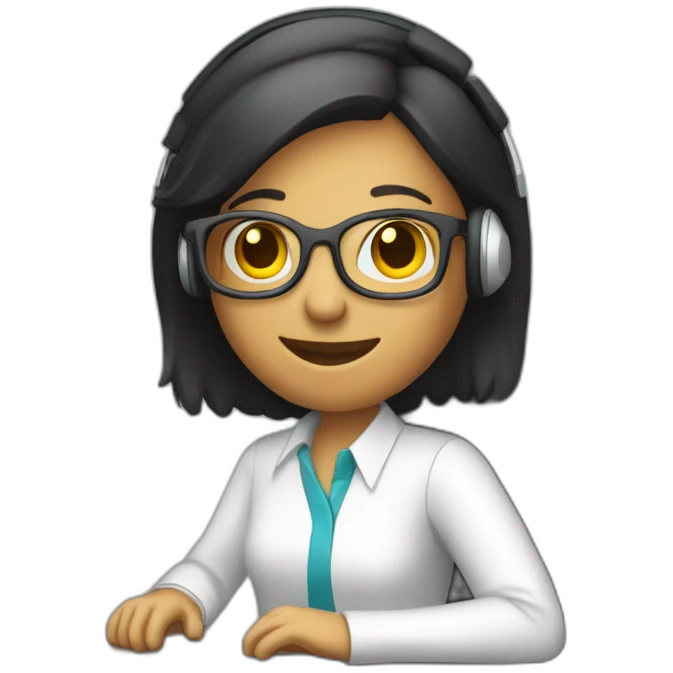 telemarketing attendant with a computer emoji