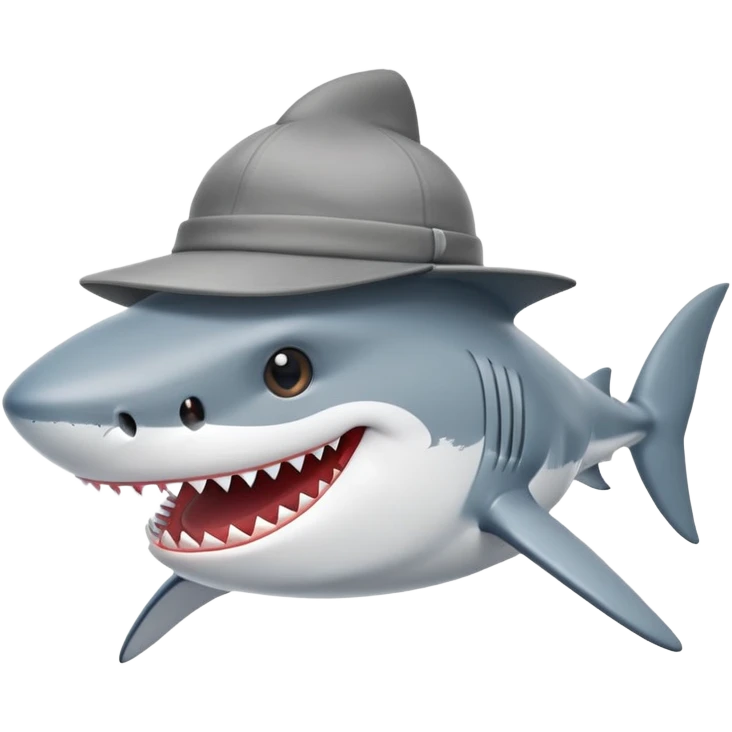 shark walking with a hat emoji