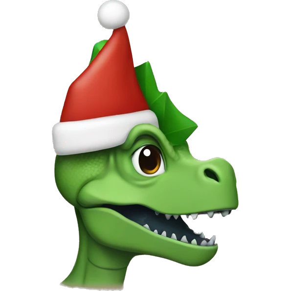 Dinosaur Christmas hat emoji