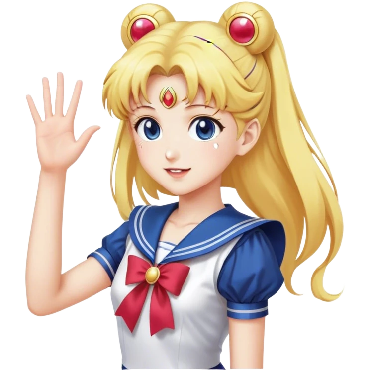 anime girl sailor moon waving hand emoji