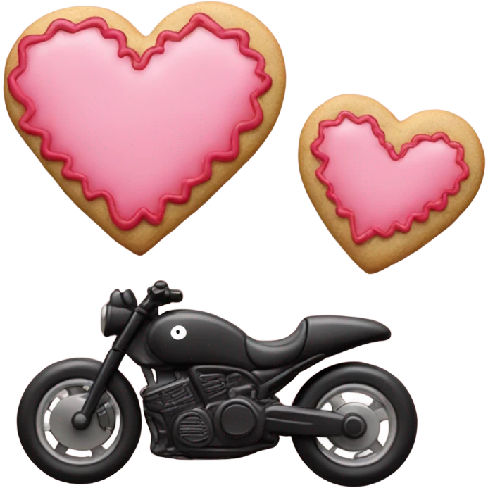 cookie heart with black motorbike  emoji