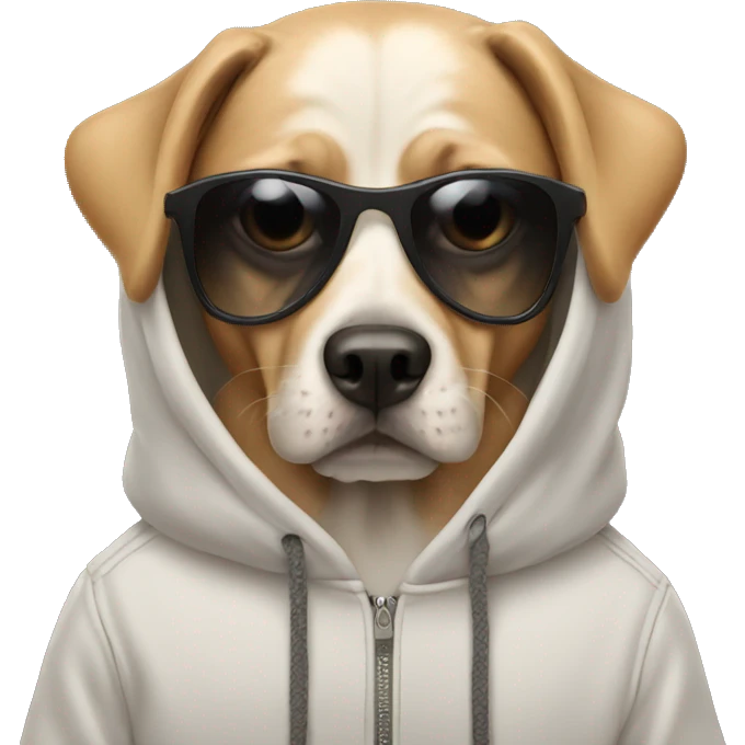 Dog wearing sunglasses and a hoodie emoji