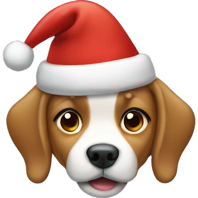 Dog wearing Christmas hat emoji