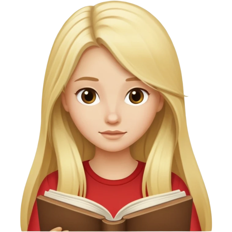Blonde girl with long hair reading a book  emoji