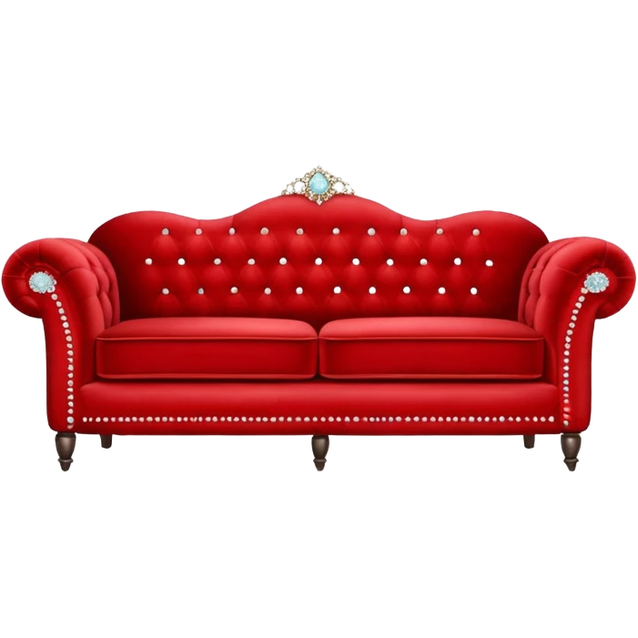 Vintage velvet red sofa with rhinestones buttons emoji
