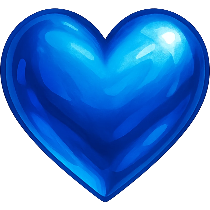 heart with a vibrant sapphire blue color, digital illustration, no background emoji