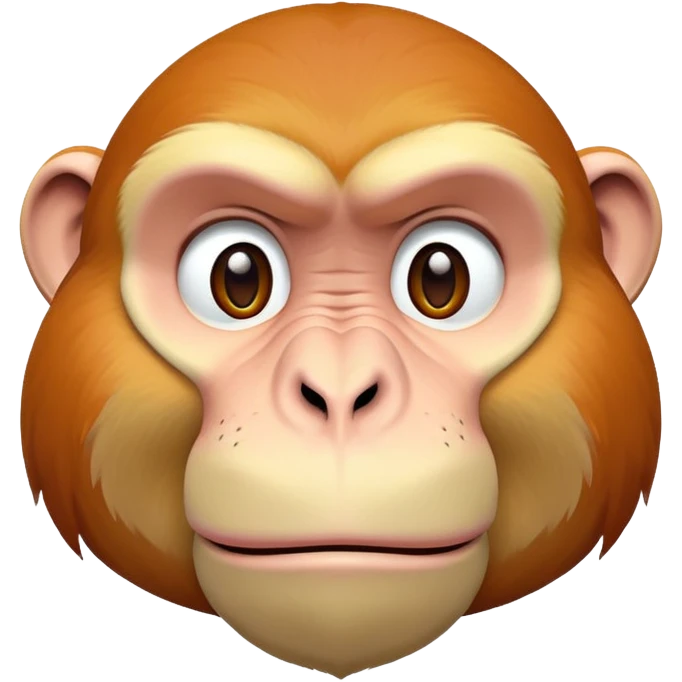 proboscis monkey face, floating, neutral expression, soft and even lighting, color corrected, sharp emoji