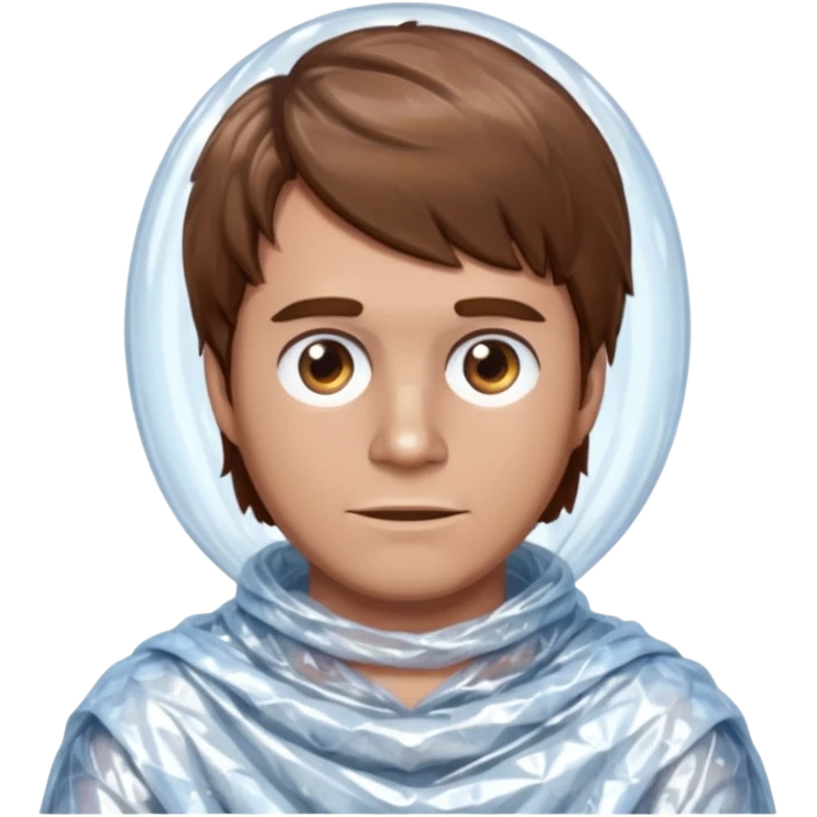 Brown haired man wrapped in bubble wrap emoji