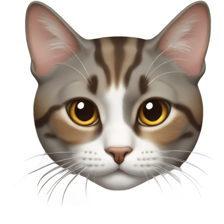 Realistic cat laying gray and brown emoji