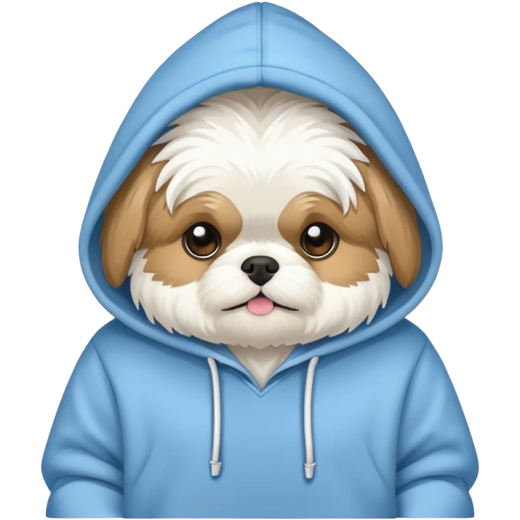 White Shitzu wearing a hoodie emoji