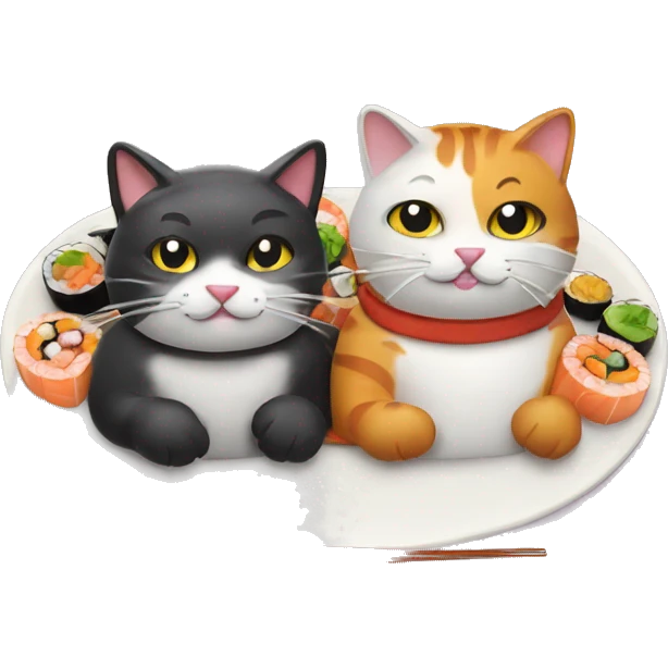 two cool cats eating sushi emoji