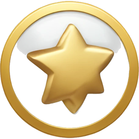 3D thick money coin icon, star in center emoji