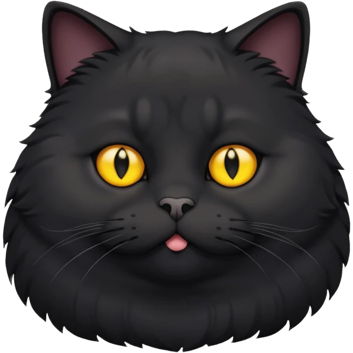 A fat cat black with yellow eyes emoji