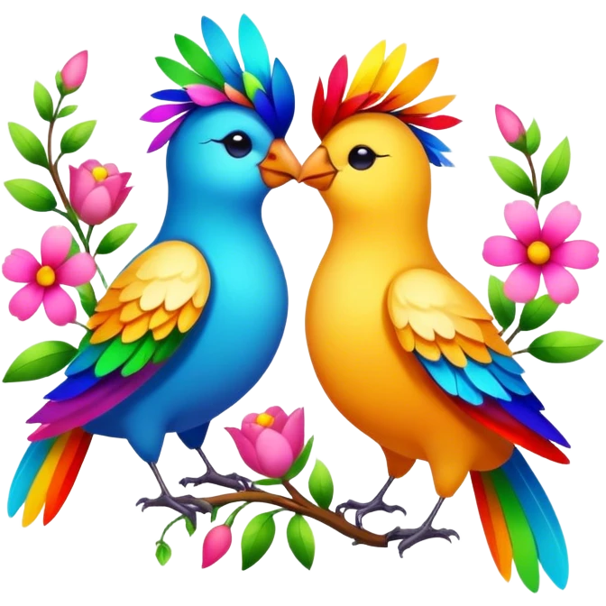 Two birds with flowers emoji
