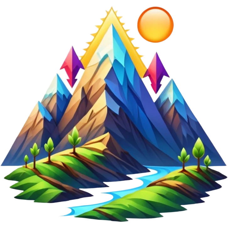 "Generate an inspiring emoji for spiritual growth. Upward arrows, growing plants, ascending light, mountain peaks, or transformation symbols. No human figures - focus on growth, progress, and spiritual elevation through abstract shapes." emoji