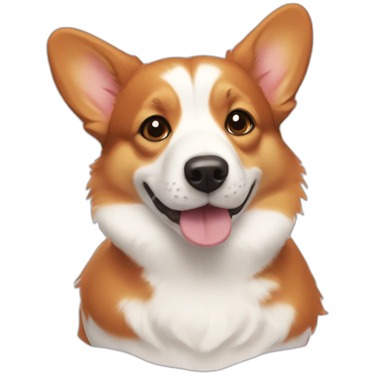 red-headed tricolor corgi with white ducks emoji