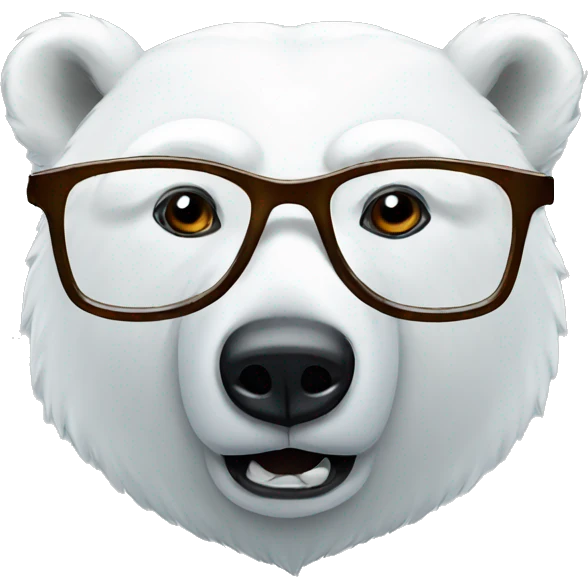 Polar bear with reading glasses emoji