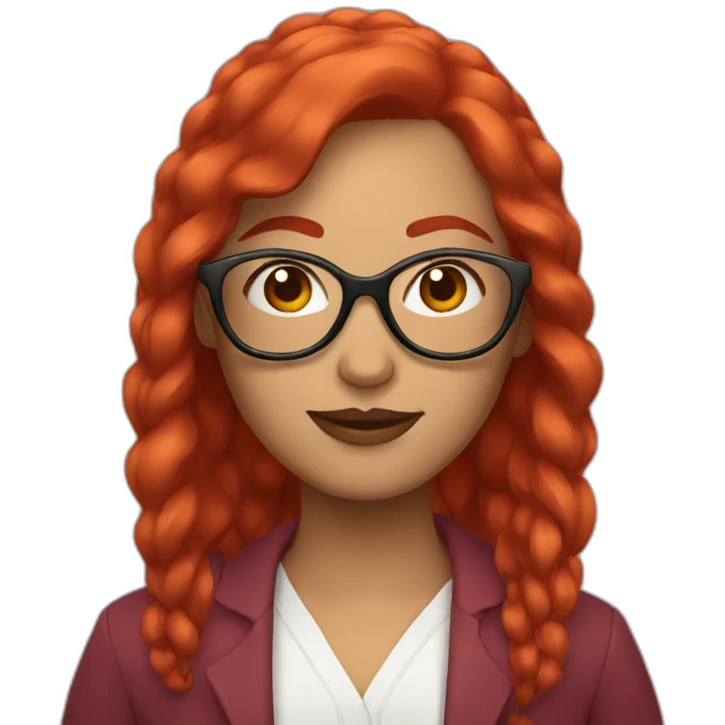 woman with modern red hair and red glasses emoji