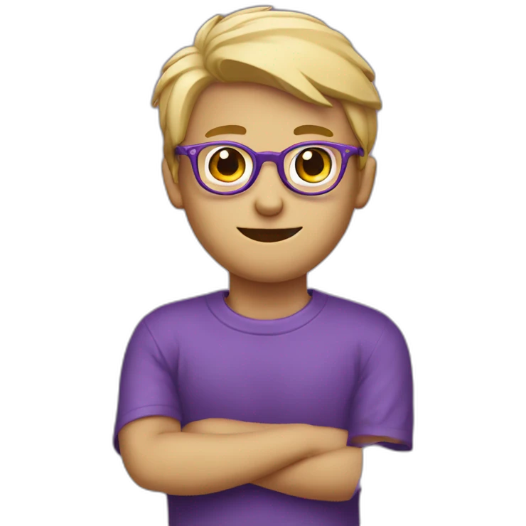 blondie shaveboy in specs with a purple cup emoji
