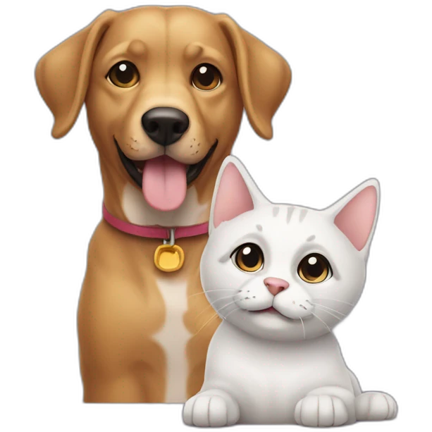 Chien avec un chat emoji