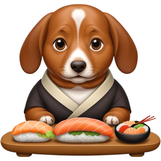overweight dachshund eating too much sushi  emoji