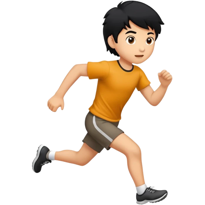 kid with black hair running emoji