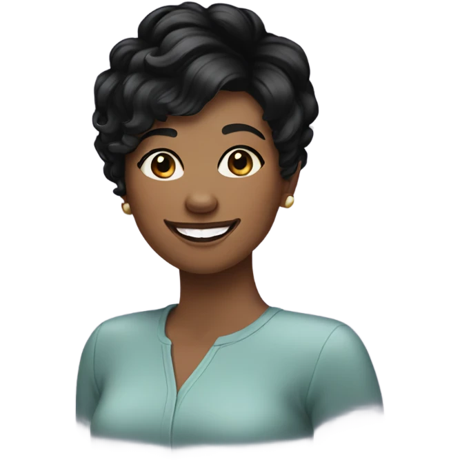 woman pixie cut black hair smiling emoji