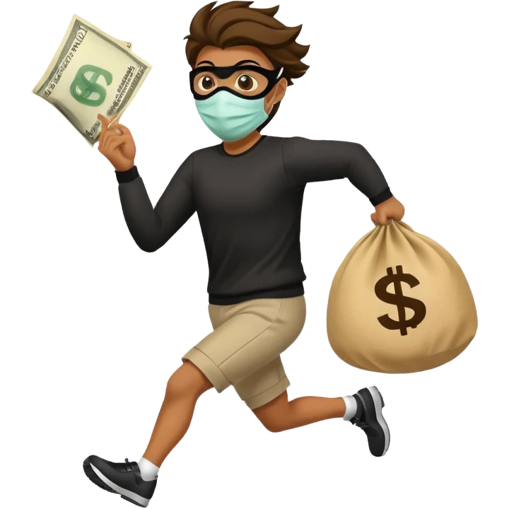 Thief running away with money bag  emoji