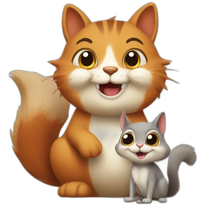 a cheerful cat and a happy squirrel emoji