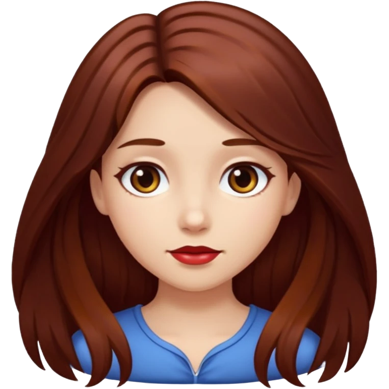long hair girl with cherry brown color hair emoji