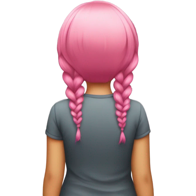 Pink curvy girl hair rear view emoji