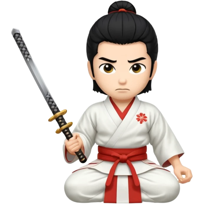 kneeling samurai in white kimono emoji